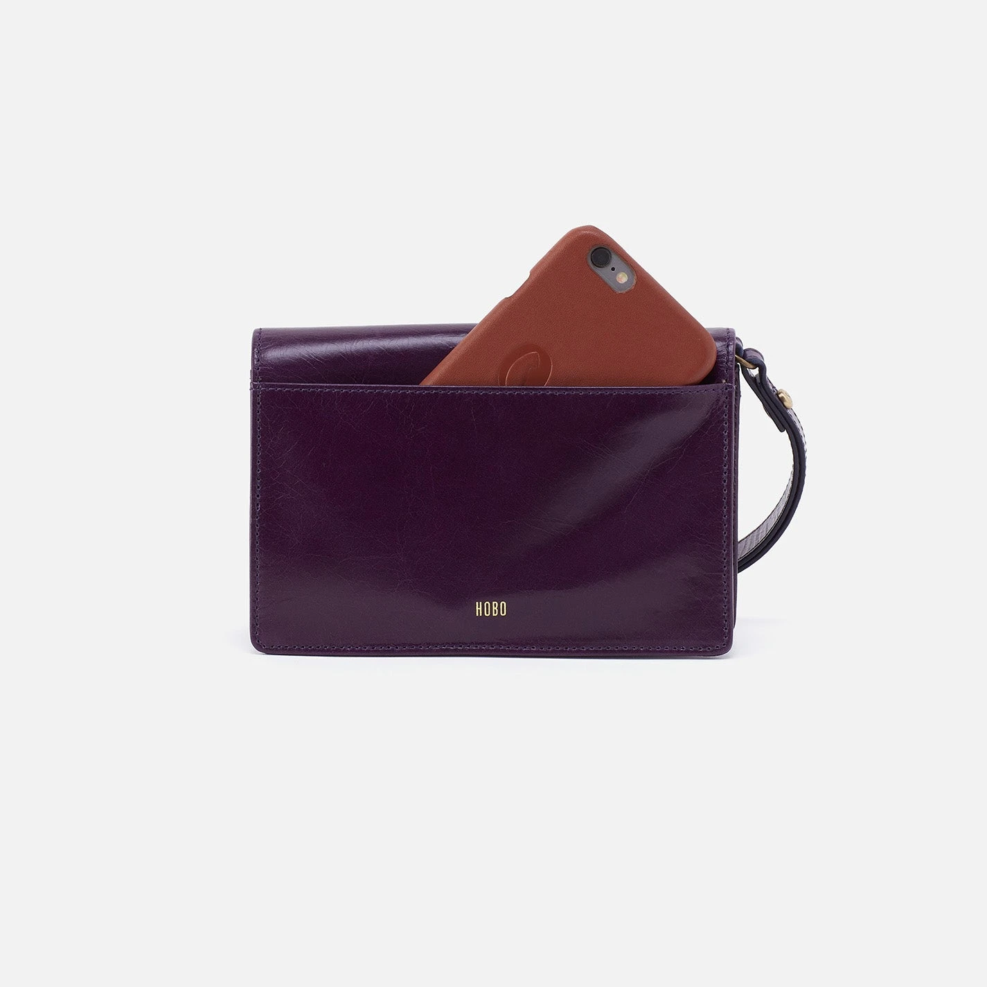 Jill Wristlet In Polished Leather - Deep Purple 5 Jill Wristlet In Polished Leather - Deep Purple - Image 5