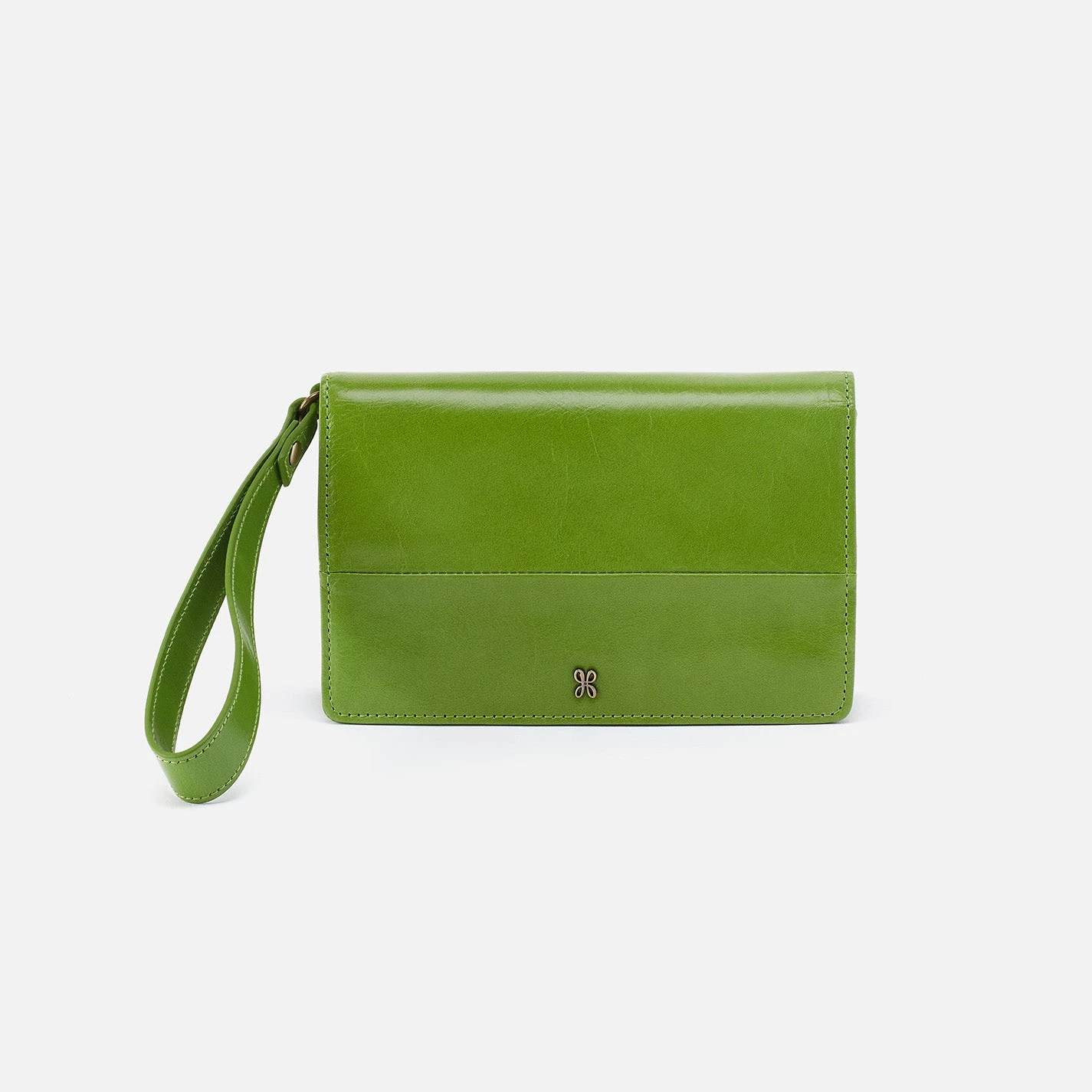 Jill Wristlet In Polished Leather - Garden Green 1 Jill Wristlet In Polished Leather - Garden Green