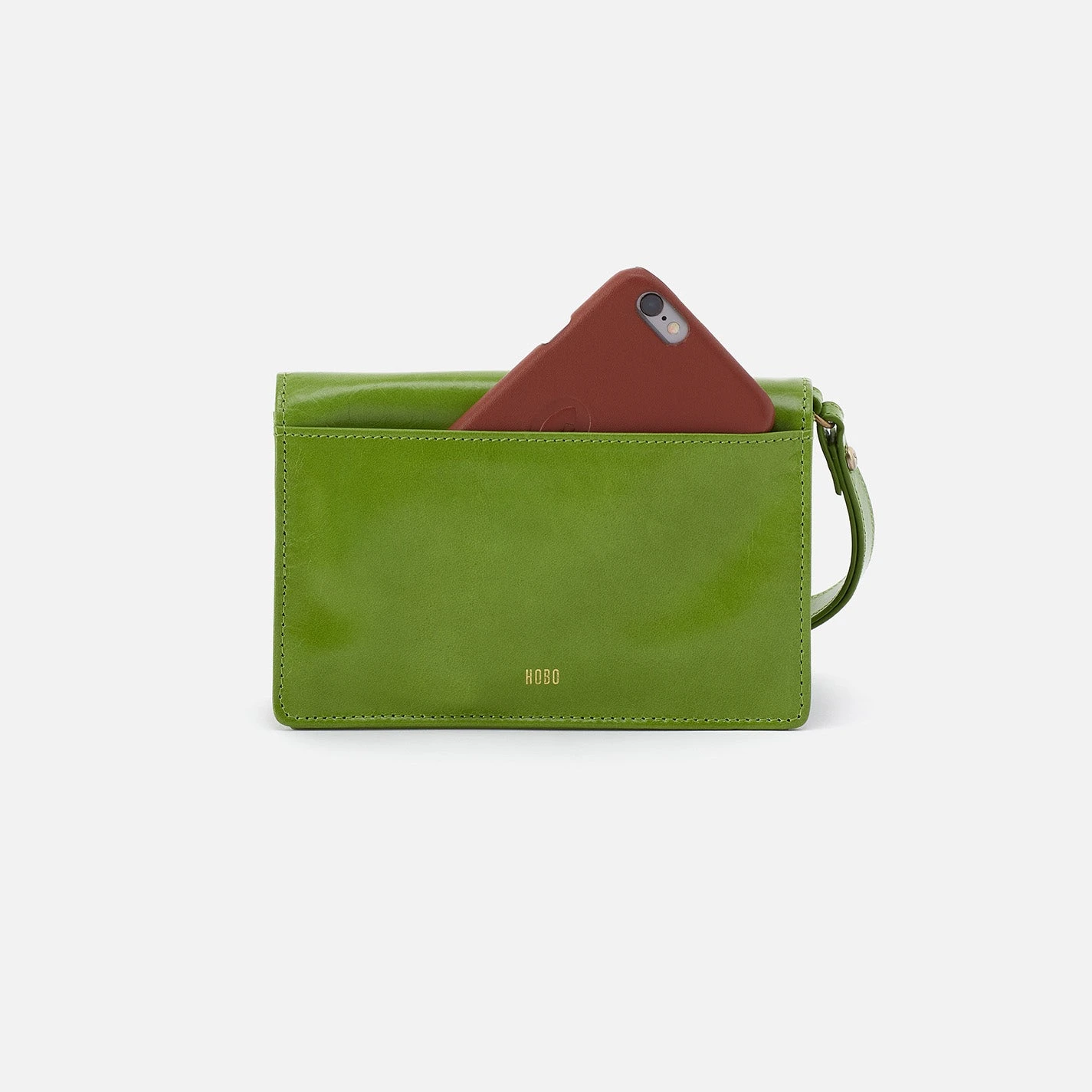 Jill Wristlet In Polished Leather - Garden Green 5 Jill Wristlet In Polished Leather - Garden Green - Image 5