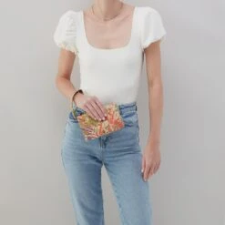 Jill Wristlet In Printed Leather - Tropic Print -Hobo Sales Store VI 32512TRPC 02