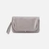 Lauren Wristlet In Polished Leather - Light Grey