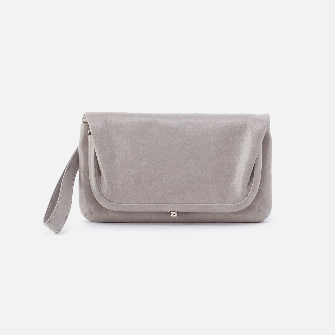Lauren Wristlet In Polished Leather - Light Grey 1 Lauren Wristlet In Polished Leather - Light Grey