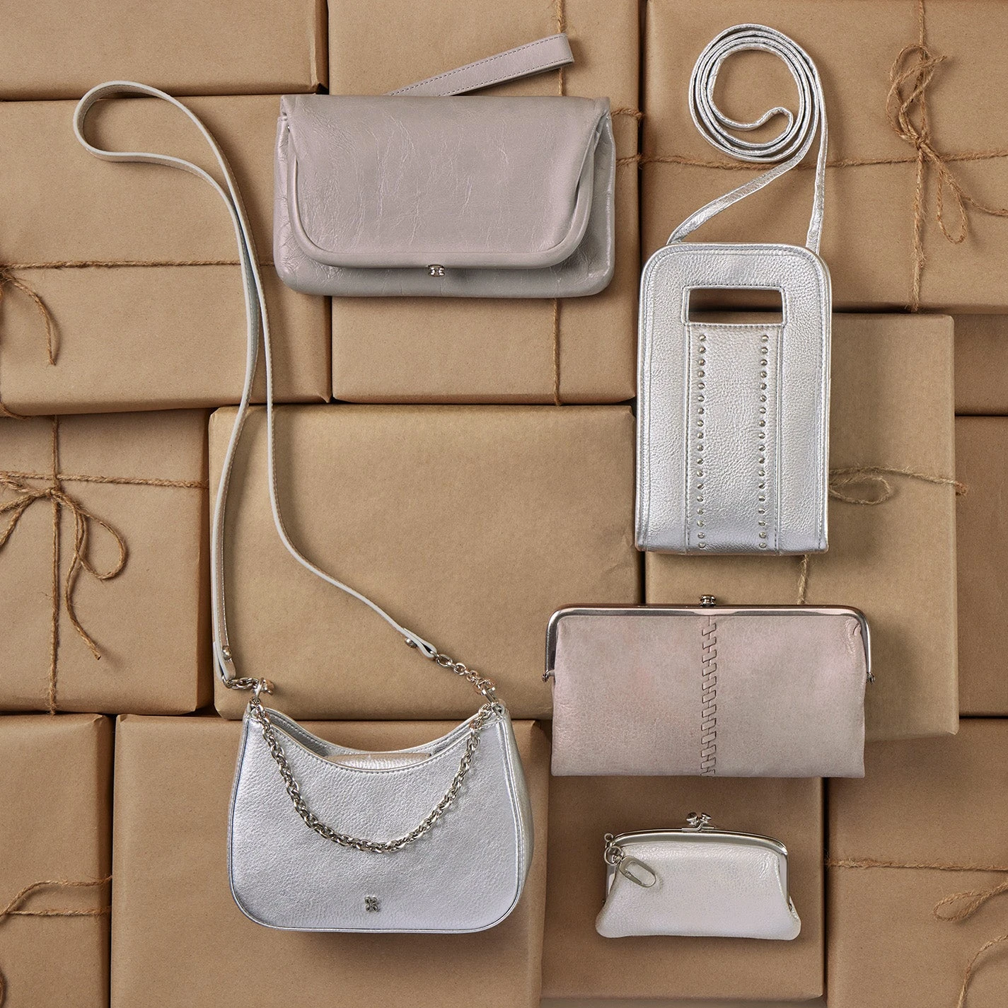 Lauren Wristlet In Polished Leather - Light Grey 2 Lauren Wristlet In Polished Leather - Light Grey - Image 2