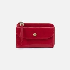 Addi Card Case In Polished Leather - Claret