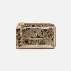 Addi Card Case In Metallic Leather - Gilded Marble