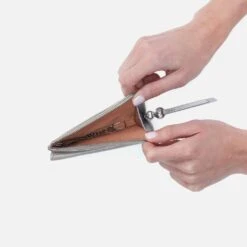 Addi Card Case In Polished Leather - Light Grey -Hobo Sales Store VI 32517LTGR 02