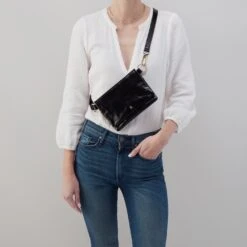 Winn Belt Bag In Polished Leather - Black -Hobo Sales Store VI 32518BLK 02