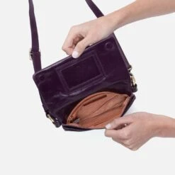 Winn Belt Bag In Polished Leather - Deep Purple -Hobo Sales Store VI 32518DPRP 03