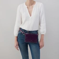 Winn Belt Bag In Polished Leather - Deep Purple -Hobo Sales Store VI 32518DPRP 04