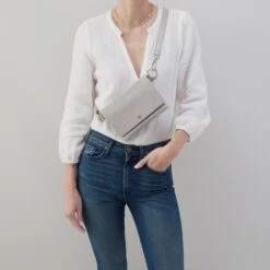 Winn Belt Bag In Polished Leather - Light Grey -Hobo Sales Store VI 32518LTGR 02