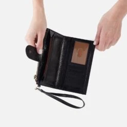 Kali Phone Wallet In Polished Leather - Black -Hobo Sales Store VI 32522BLK 03