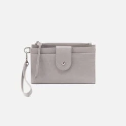 Kali Phone Wallet In Polished Leather - Light Grey