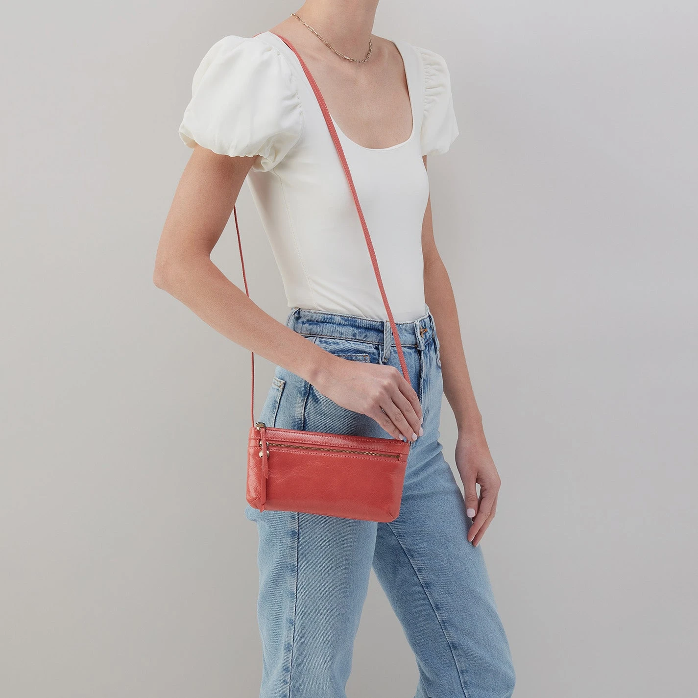 Cara Crossbody In Polished Leather - Cherry Blossom 2 Cara Crossbody In Polished Leather - Cherry Blossom - Image 2