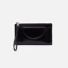 Zenith Wristlet In Polished Leather - Black