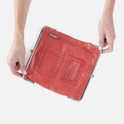 Lauren Clutch-Wallet In Polished Leather - Cherry Blossom 10 Lauren Clutch-Wallet In Polished Leather - Cherry Blossom -Hobo Sales Store VI 3385CHBL 03