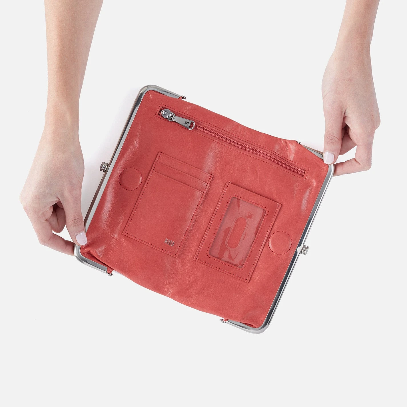 Lauren Clutch-Wallet In Polished Leather - Cherry Blossom 4 Lauren Clutch-Wallet In Polished Leather - Cherry Blossom - Image 4