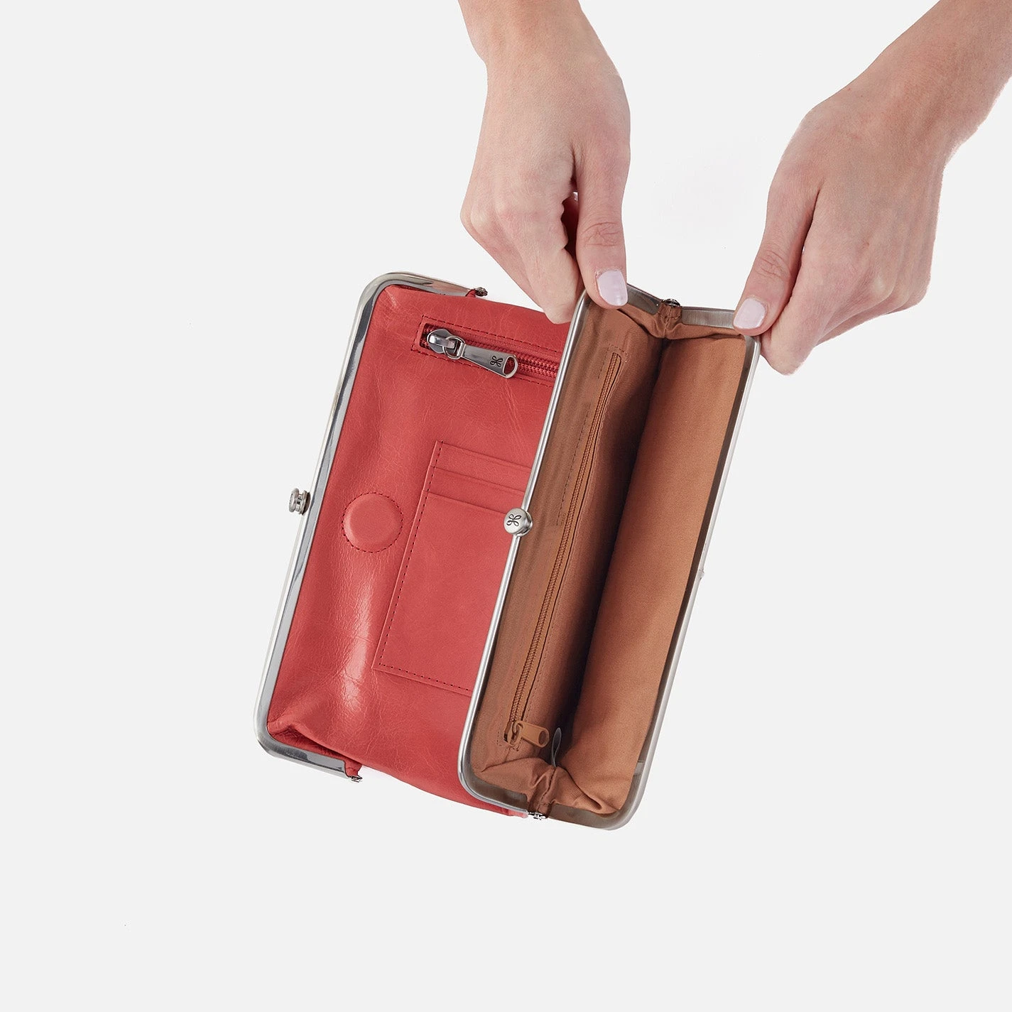 Lauren Clutch-Wallet In Polished Leather - Cherry Blossom 5 Lauren Clutch-Wallet In Polished Leather - Cherry Blossom - Image 5