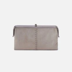 Lauren Clutch-Wallet In Metallic Leather - Granite Grey