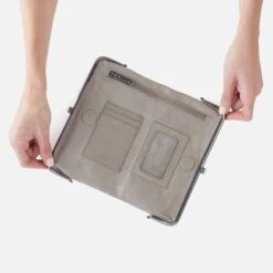 Lauren Clutch-Wallet In Metallic Leather - Granite Grey -Hobo Sales Store VI 3385GTGR 03