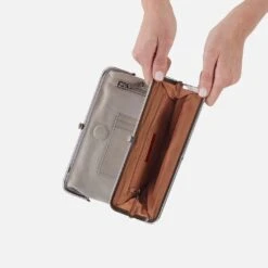 Lauren Clutch-Wallet In Metallic Leather - Granite Grey -Hobo Sales Store VI 3385GTGR 04