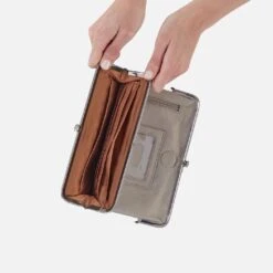 Lauren Clutch-Wallet In Metallic Leather - Granite Grey -Hobo Sales Store VI 3385GTGR 05