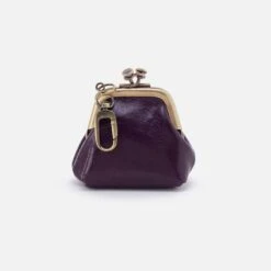 Run Frame Pouch In Polished Leather - Deep Purple