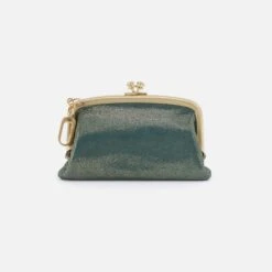 Cheer Frame Pouch In Metallic Leather - Evergreen Shimmer