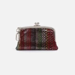 Cheer Frame Pouch In Printed Leather - Holiday Stripe