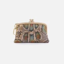 Cheer Frame Pouch In Printed Leather - Opal Snake Print