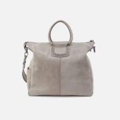 Sheila Large Satchel In Metallic Leather - Granite Grey -Hobo Sales Store VI 35019GTGR 04