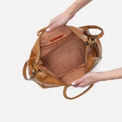 Sheila Large Satchel In Polished Leather - Natural 8 Sheila Large Satchel In Polished Leather - Natural -Hobo Sales Store VI 35019NTRL 03
