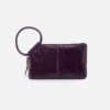 Sable Wristlet In Polished Leather - Deep Purple