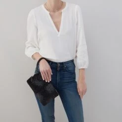 Sable Wristlet In Printed Leather - Silver Galaxy 9 Sable Wristlet In Printed Leather - Silver Galaxy -Hobo Sales Store VI 35036GLXY 02