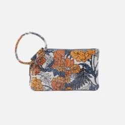 Sable Wristlet In Printed Leather - Orange Blossom