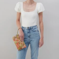 Sable Wristlet In Printed Leather - Tropic Print 9 Sable Wristlet In Printed Leather - Tropic Print -Hobo Sales Store VI 35036TRPC 02