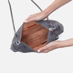 Ziggy Crossbody In Linen Metallic Leather - Navy Linen -Hobo Sales Store VI 35763NVYL 03