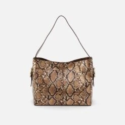 Render Shoulder Bag In Printed Leather - Golden Snake