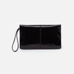 Evolve Wristlet In Polished Leather - Black