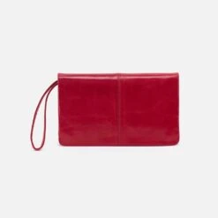Evolve Wristlet In Polished Leather - Claret