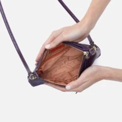 Darcy Crossbody In Polished Leather - Deep Purple -Hobo Sales Store VI 35810DPRP 03