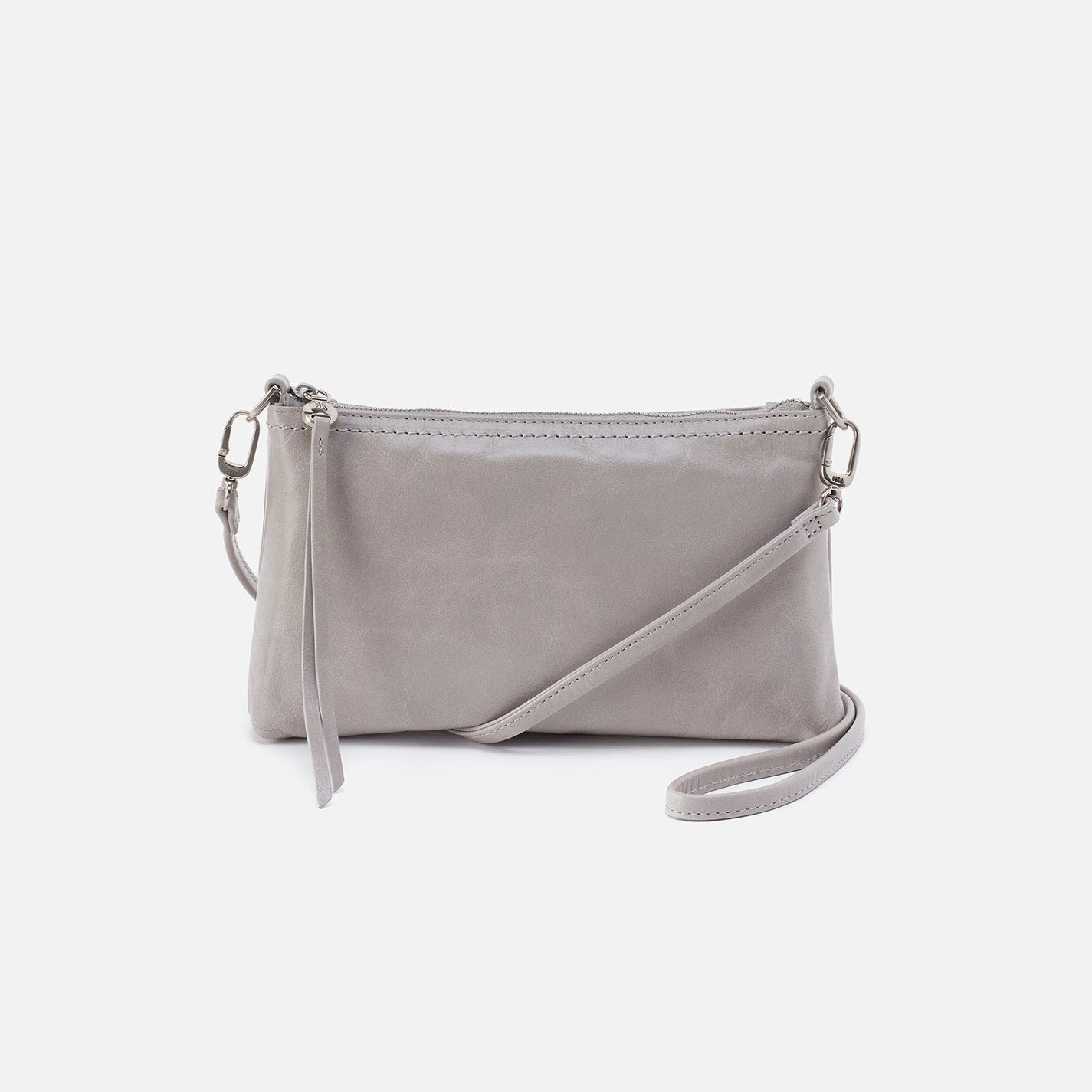 Darcy Crossbody In Polished Leather - Light Grey 1 Darcy Crossbody In Polished Leather - Light Grey