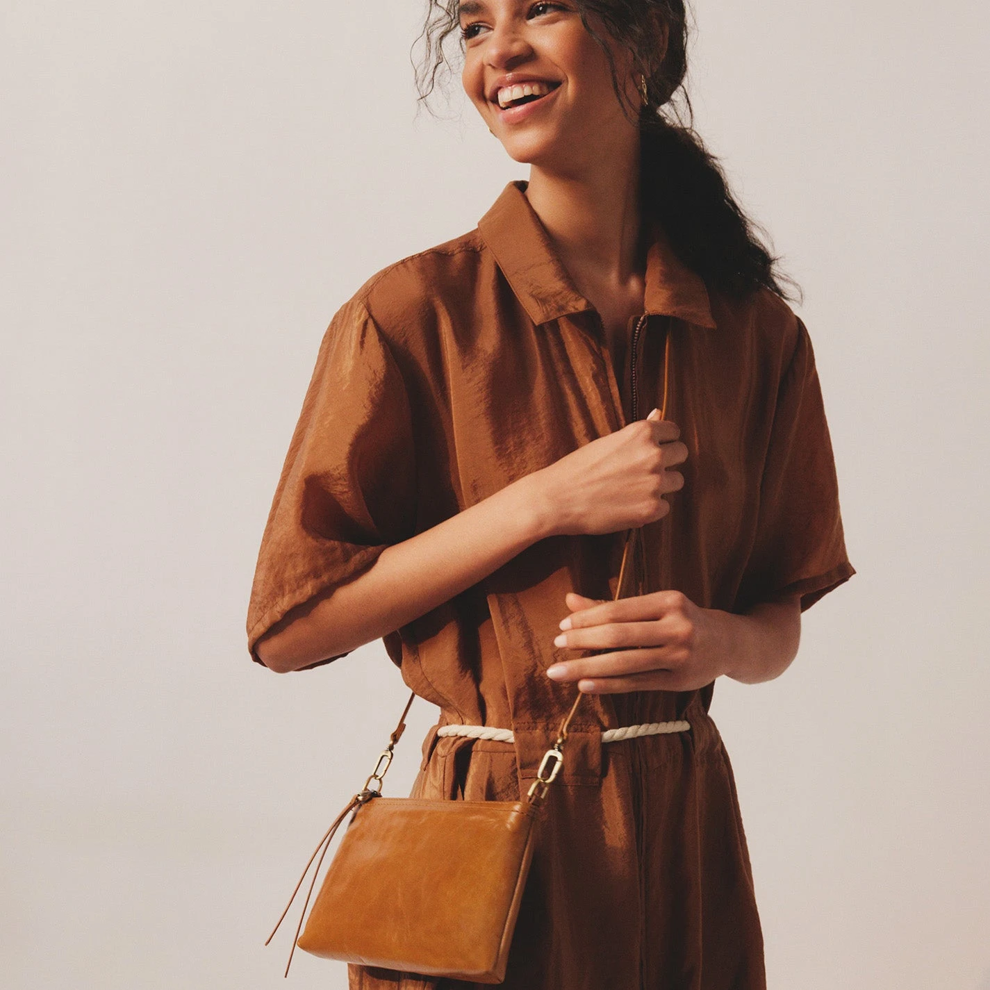 Darcy Crossbody In Polished Leather - Truffle 2 Darcy Crossbody In Polished Leather - Truffle - Image 2