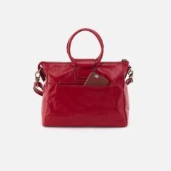 Sheila Medium Satchel In Polished Leather - Claret -Hobo Sales Store VI 35840CLRT 04