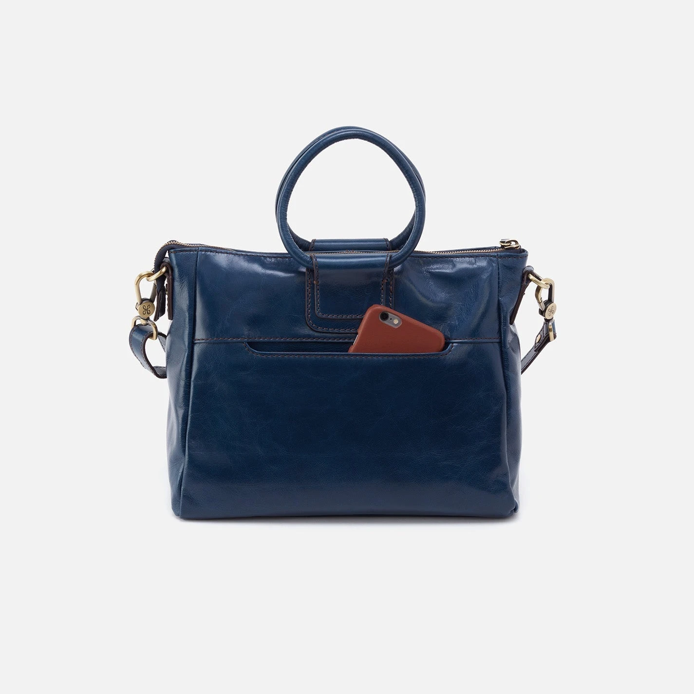 Sheila Medium Satchel In Polished Leather - Denim 4 Sheila Medium Satchel In Polished Leather - Denim - Image 4