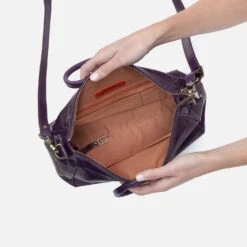 Sheila Medium Satchel In Polished Leather - Deep Purple -Hobo Sales Store VI 35840DPRP 03