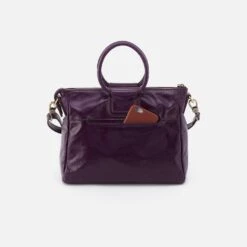 Sheila Medium Satchel In Polished Leather - Deep Purple -Hobo Sales Store VI 35840DPRP 04