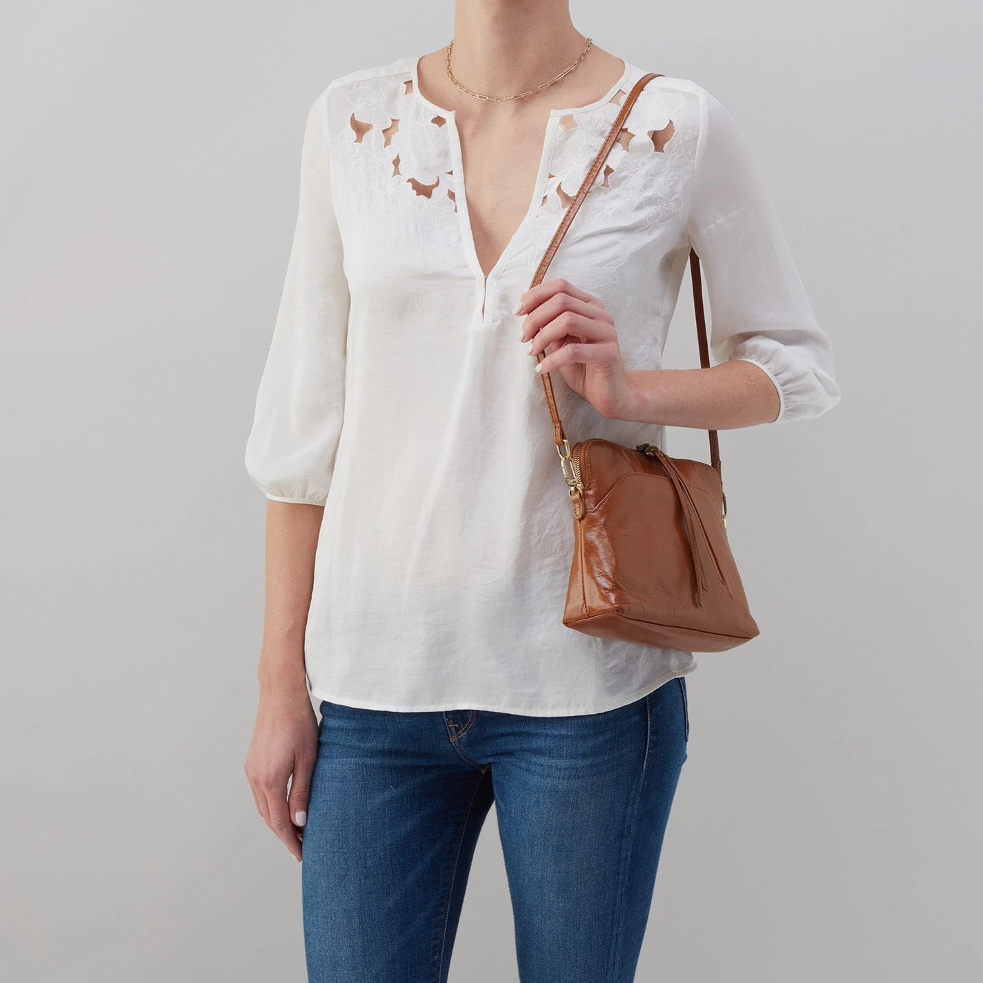 Reeva Crossbody In Polished Leather - Truffle 4 Reeva Crossbody In Polished Leather - Truffle - Image 4