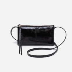 Jewel Crossbody In Polished Leather - Black