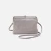 Lauren Crossbody In Polished Leather - Light Grey