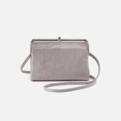 Lauren Crossbody In Polished Leather - Light Grey